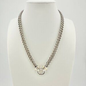 David Yurman Double Wheat Chain Necklace w/ 18K Yellow Gold - 16" - RARE
